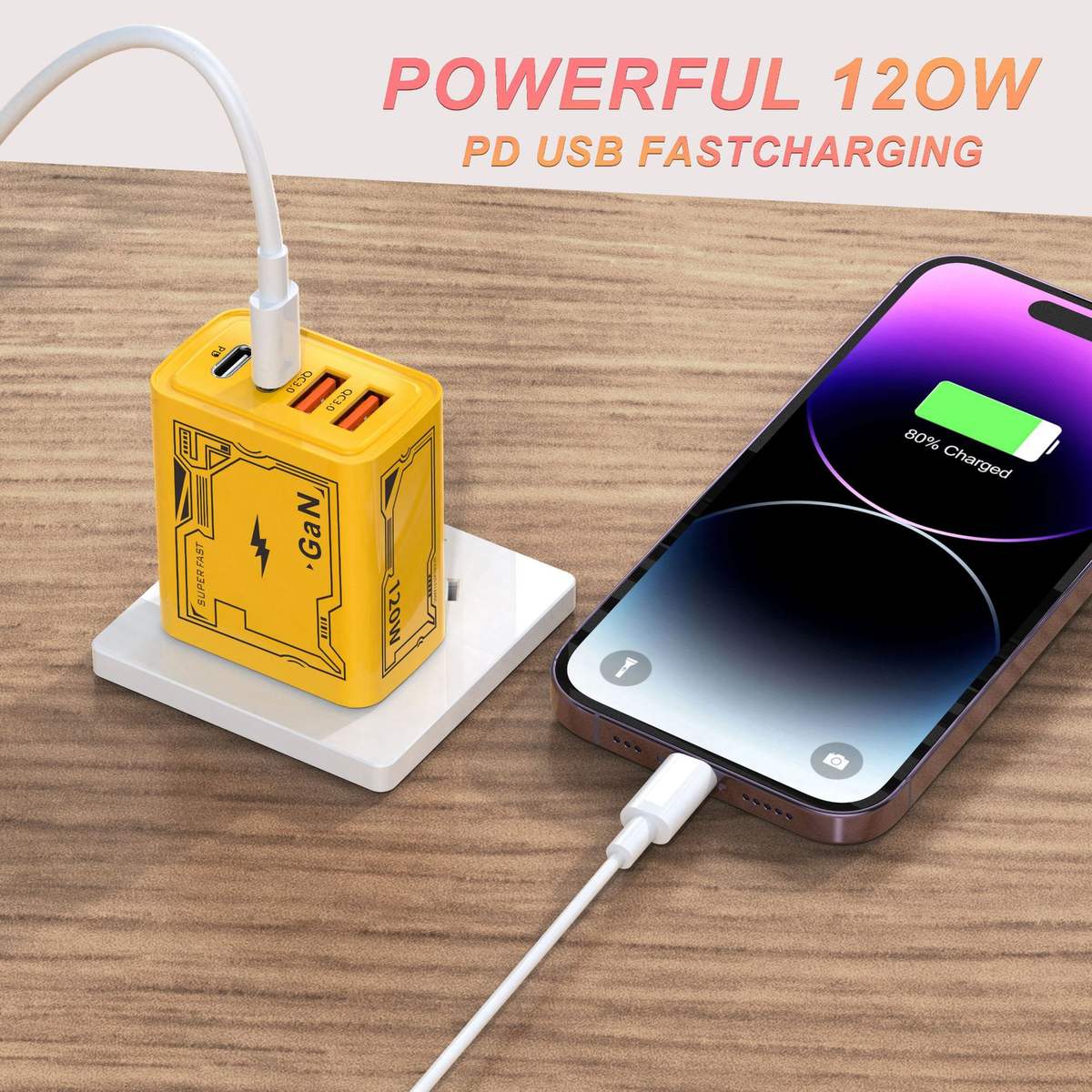 120W GAN Fast Charger – 4-Port USB-C PD Wall Adapter with QC3.0 & 4-in-1 Charging Cable (EU/US/UK Plug) - Everyday essentials
