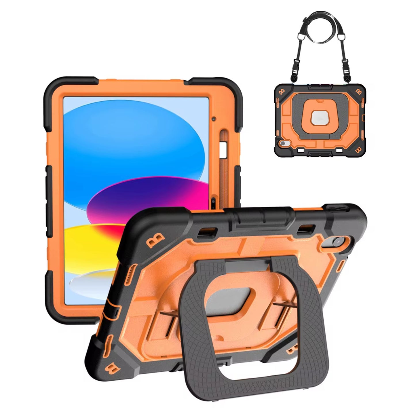 Ultra-Armor 3-Layer Heavy Duty Case for iPad 10.9 2022 & A16 2025 Drop-Proof Kickstand Shell with Adjustable Stand and Lanyard