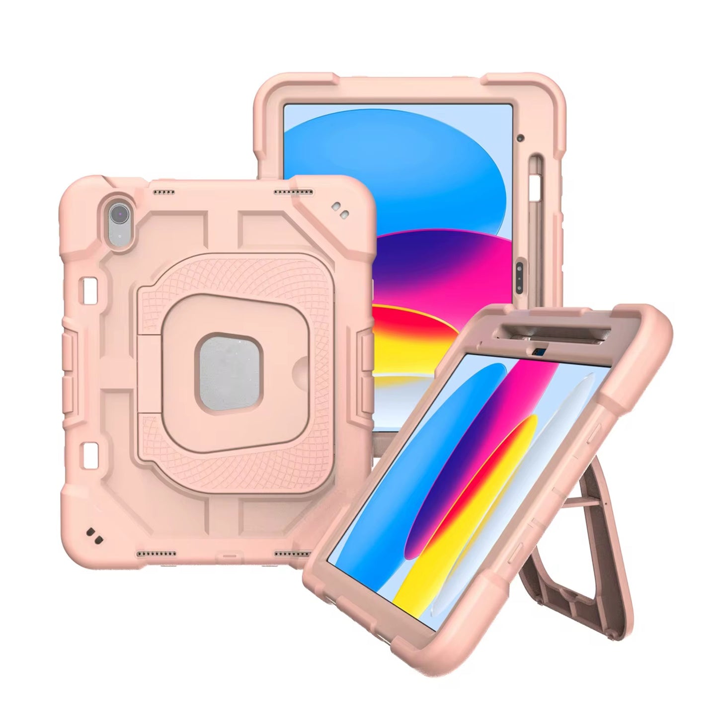 Ultra-Armor 3-Layer Heavy Duty Case for iPad 10.9 2022 & A16 2025 Drop-Proof Kickstand Shell with Adjustable Stand and Lanyard