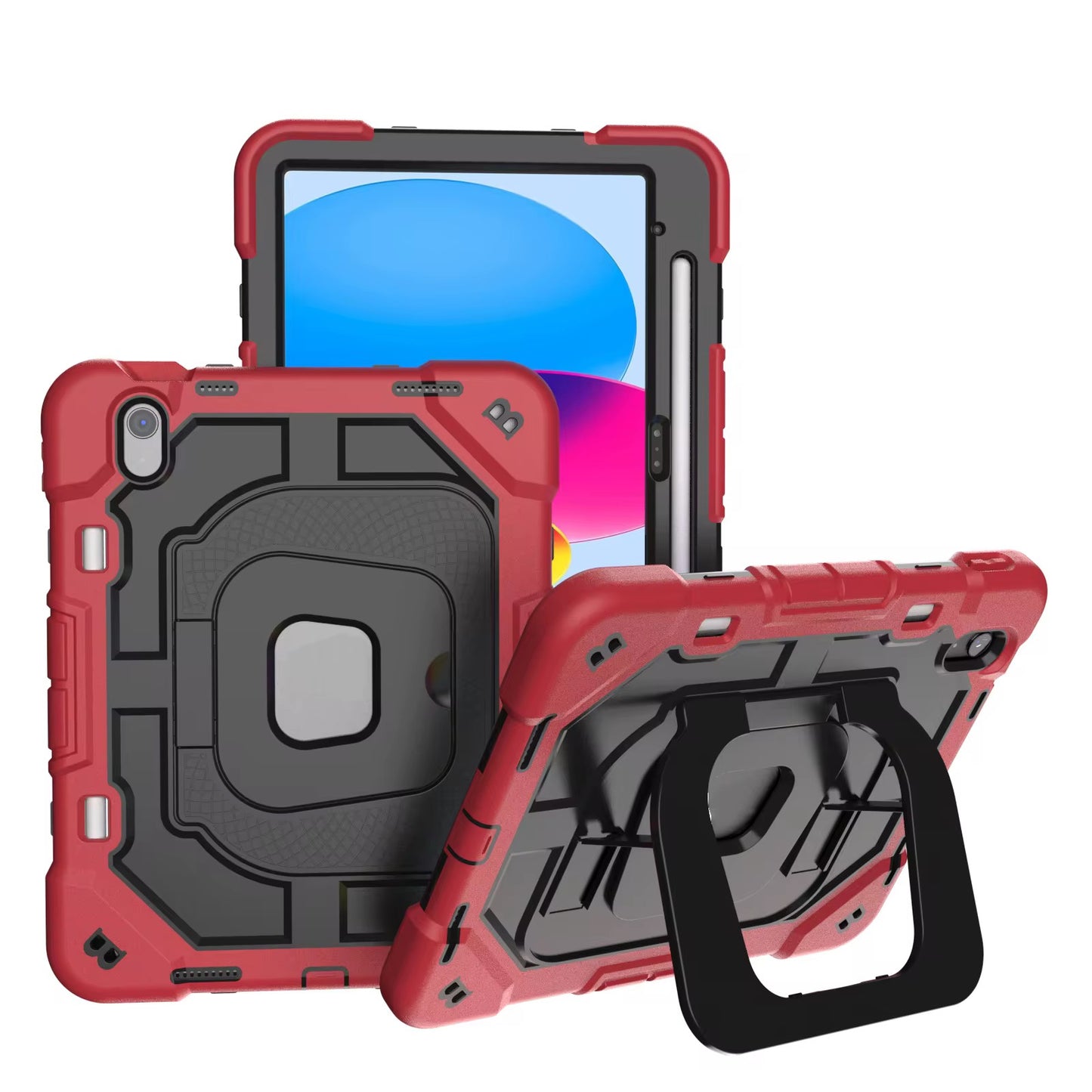 Ultra-Armor 3-Layer Heavy Duty Case for iPad 10.9 2022 & A16 2025 Drop-Proof Kickstand Shell with Adjustable Stand and Lanyard