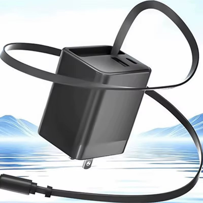 80W Fast Charging Adapter with Two Ports for USB USBC & Retractable Type C Data Power Cable for Efficient Charging - Everyday essentials