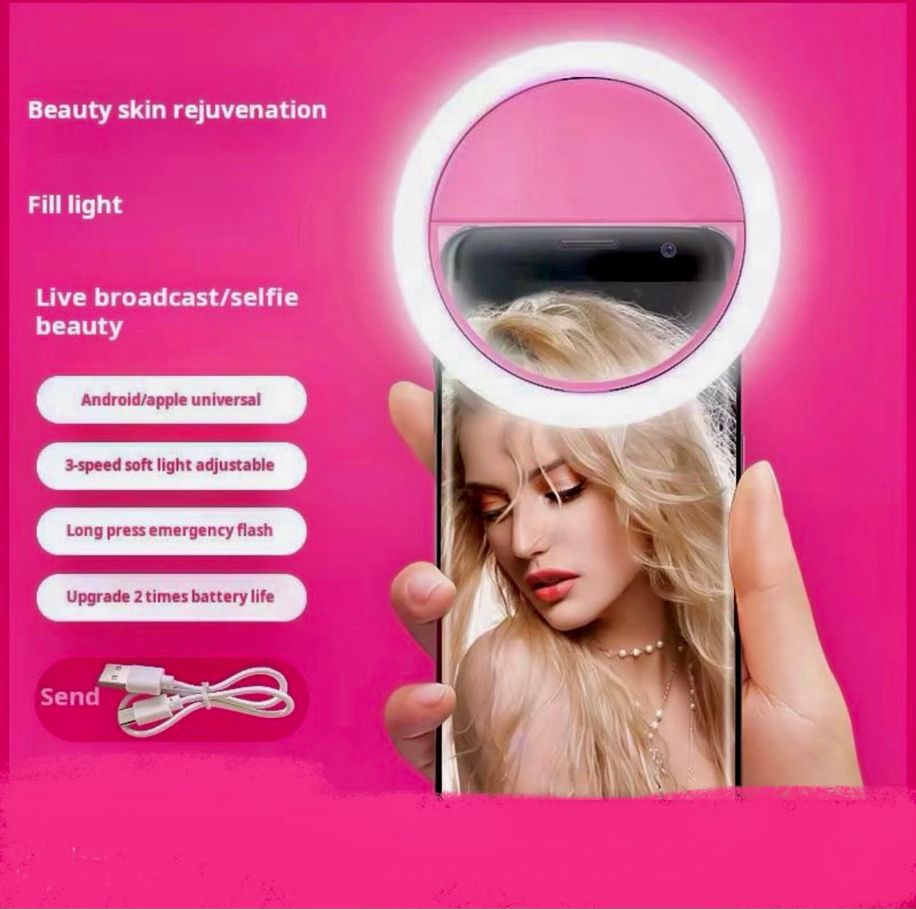 Rechargeable Mini LED Ring Light SelfieCamera with 30 RGB Modes Flexible Features - Everyday essentials