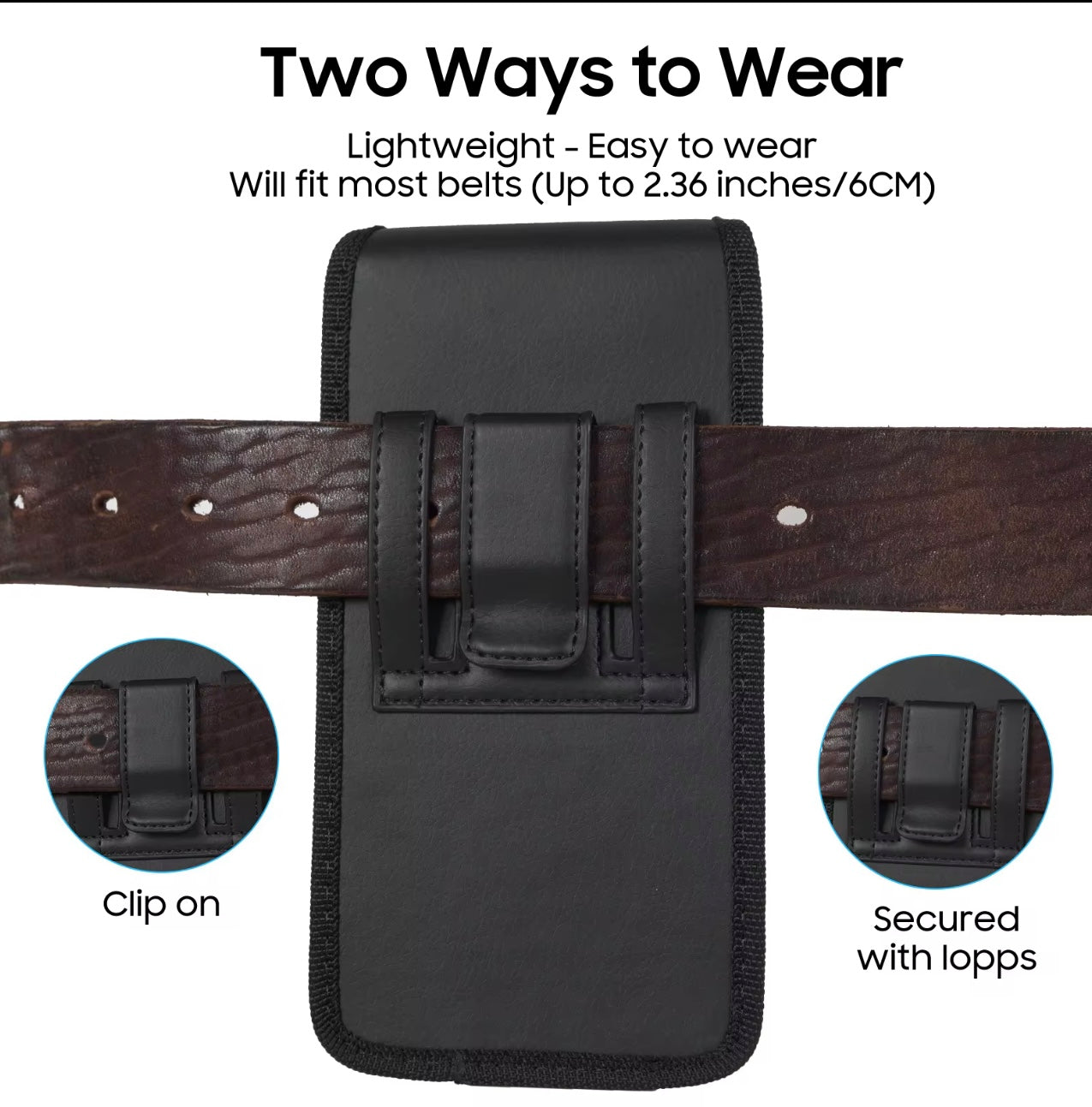 PU Leather Case Pouch Holster Belt Loop for iPhone  Waist Bag for Men - Everyday essentials